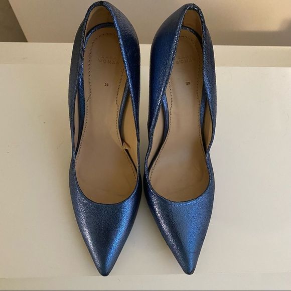 Zara Women Stiletto Heels Size 8 (39) Metallic Blue - Picture 2 of 10